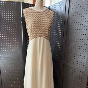 Chic Cream and Gold Maxi Dress